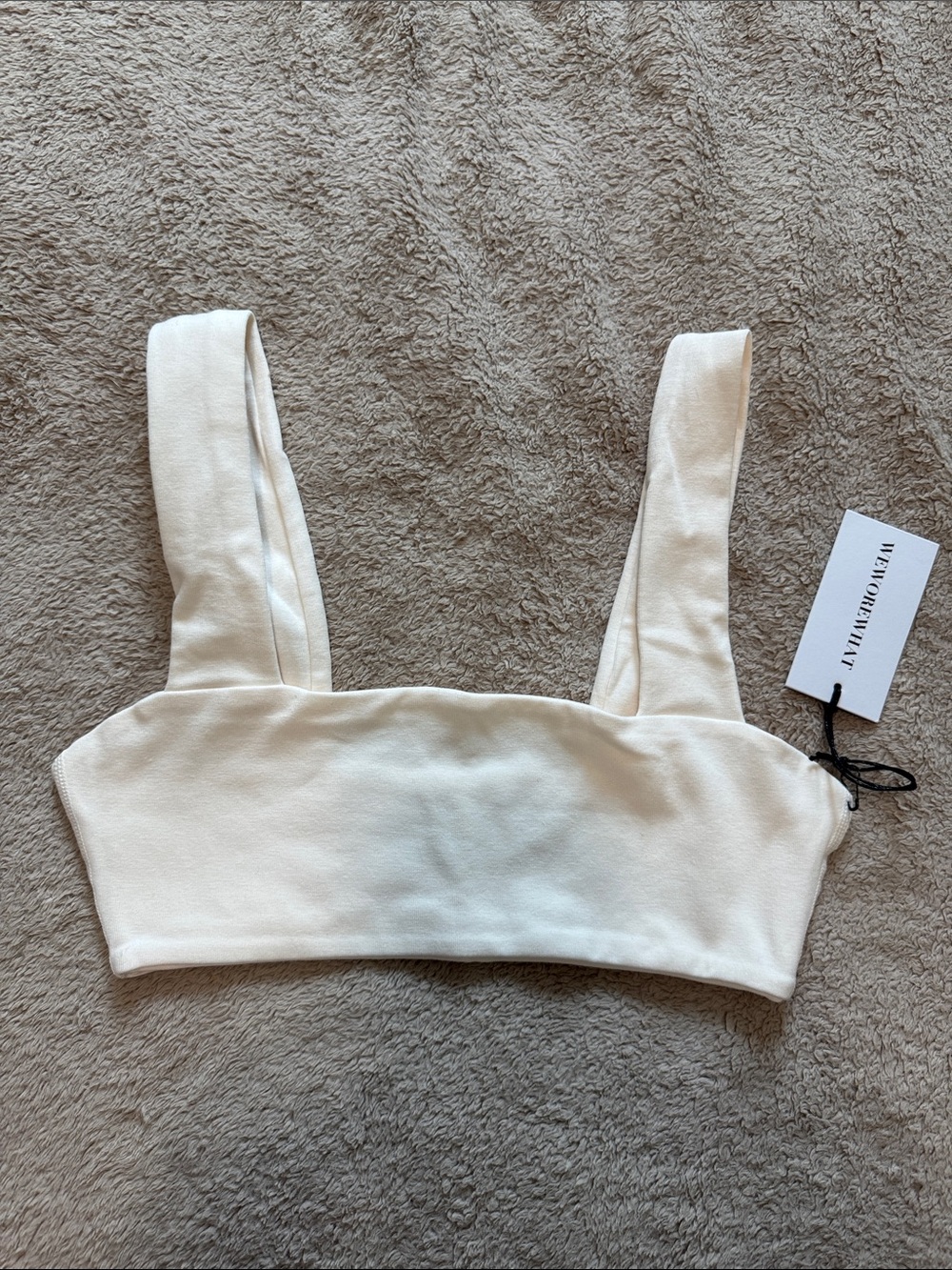 WeWoreWhat White Cotton Bandeau Sports Bra / Crop Top - Picture 5 of 10